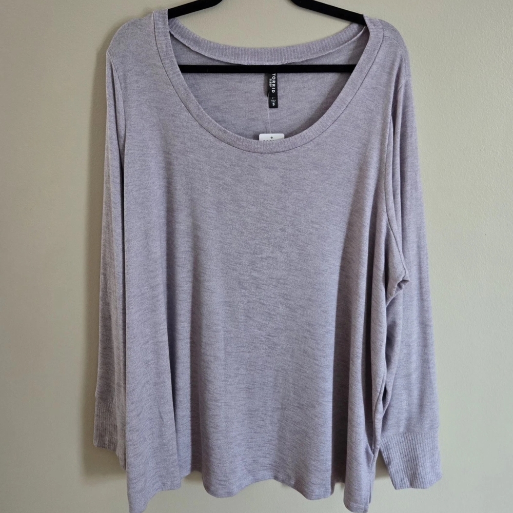 Torrid Sleep Long Sleeves Light Purple Size 3 Super Soft Top Crew Neck NWT